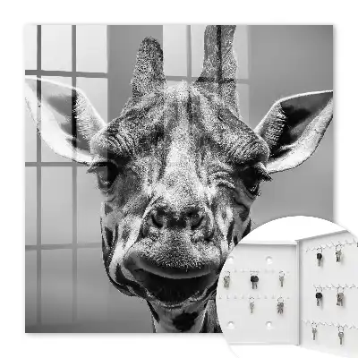 Decorative key box Giraffe portrait in black and white tones