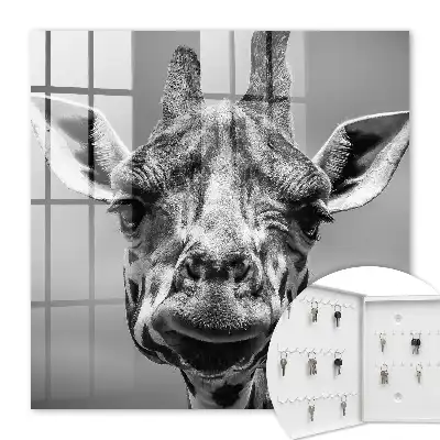 Decorative key box Giraffe portrait in black and white tones