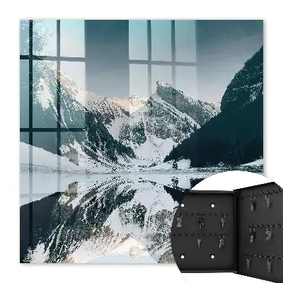 Wall mounted key box Winter landscape by the lake