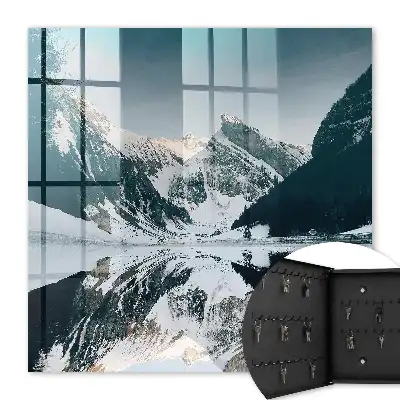 Wall mounted key box Winter landscape by the lake