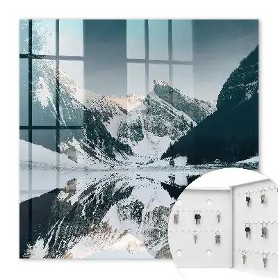 Wall mounted key box Winter landscape by the lake