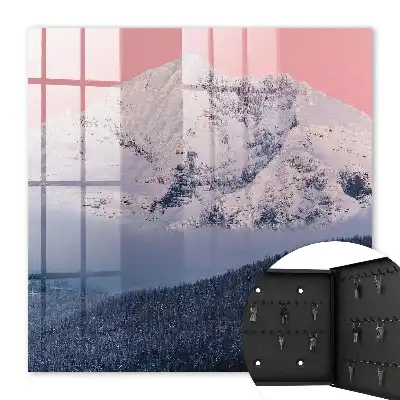 Decorative key box Winter peak in pink light