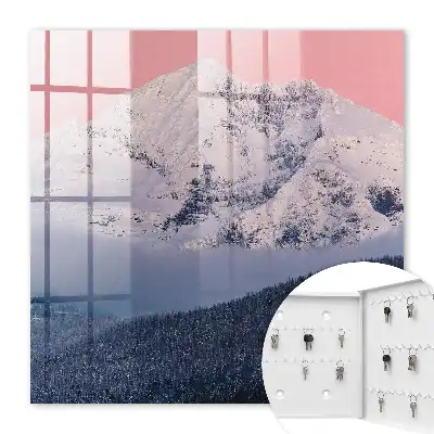 Decorative key box Winter peak in pink light