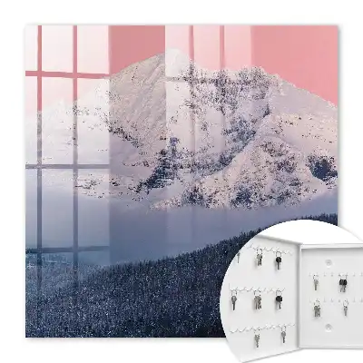 Decorative key box Winter peak in pink light