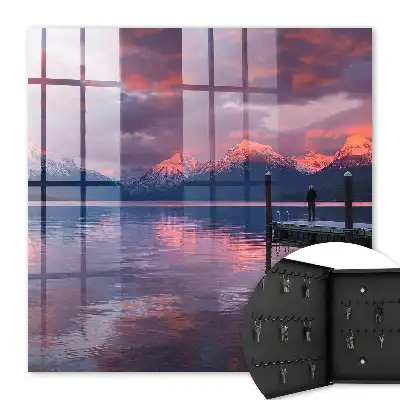 Wall mounted key cabinet Lake in the mountains