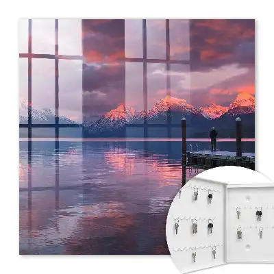 Wall mounted key cabinet Lake in the mountains