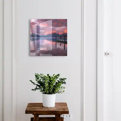 Wall mounted key cabinet Lake in the mountains