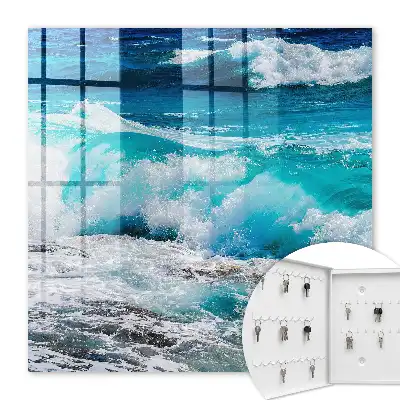Wall mounted key box The power of waves with white foam