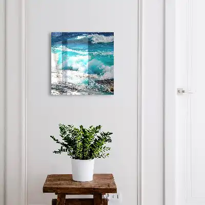 Wall mounted key box The power of waves with white foam