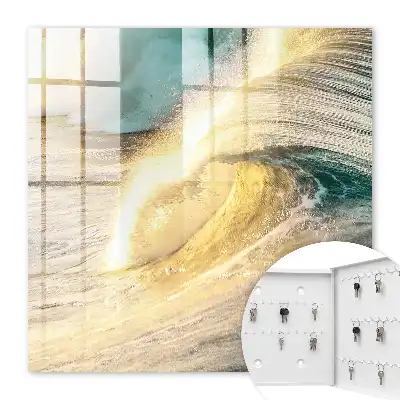 Wall mounted key box Sea wave ocean sun