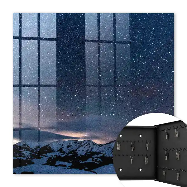 Decorative key box Mountain night with a starry sky