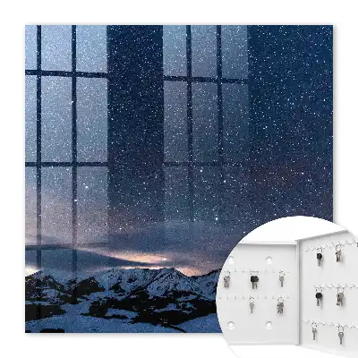 Decorative key box Mountain night with a starry sky