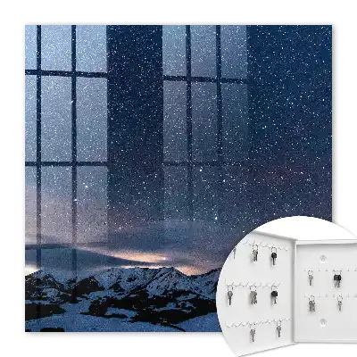 Decorative key box Mountain night with a starry sky