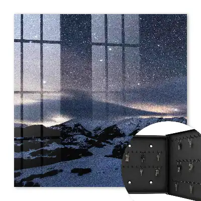Wall mounted key cabinet Night mountains stars sky
