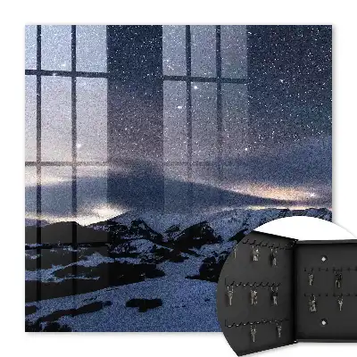 Wall mounted key cabinet Night mountains stars sky