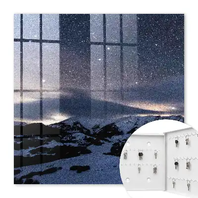Wall mounted key cabinet Night mountains stars sky
