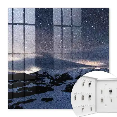 Wall mounted key cabinet Night mountains stars sky