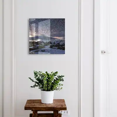 Wall mounted key cabinet Night mountains stars sky