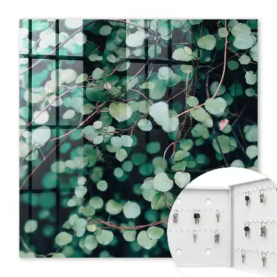 Wall mounted key box Green leaves calming pattern