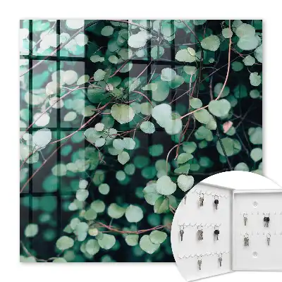 Wall mounted key box Green leaves calming pattern