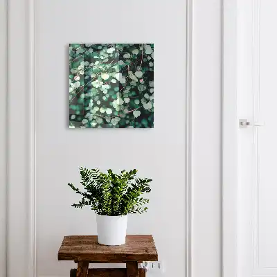 Wall mounted key box Green leaves calming pattern