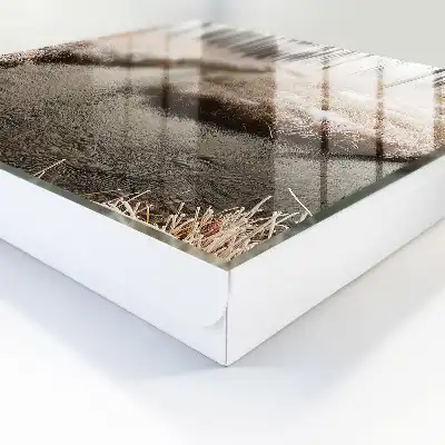 Decorative key box Winter river in the fog
