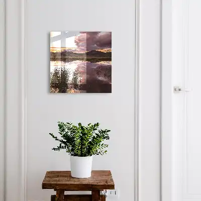 Wall mounted key cabinet Mountain sunset over the mountains