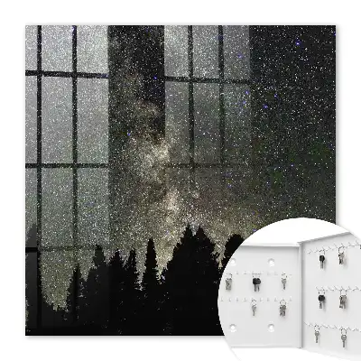 Key cabinet Starry sky with dark trees