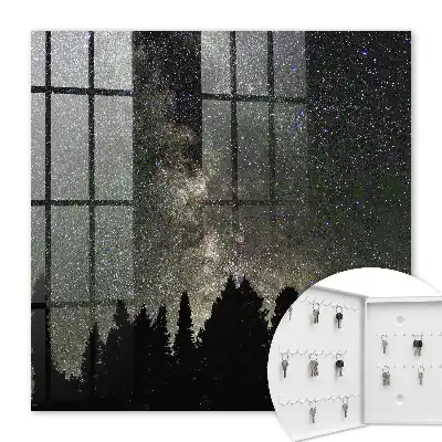 Key cabinet Starry sky with dark trees