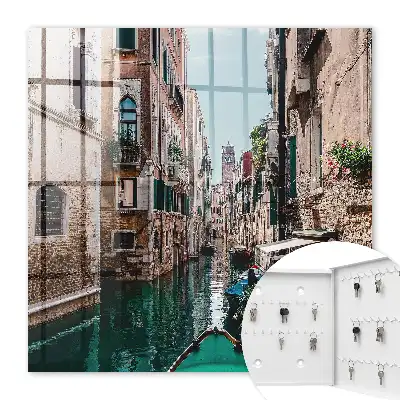 Key box for home Venice canal with historic buildings