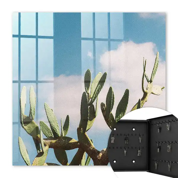 Wall mounted key box Green Cactus Blue Sky