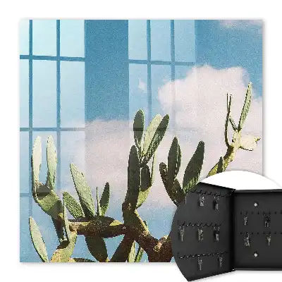 Wall mounted key box Green Cactus Blue Sky