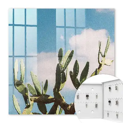 Wall mounted key box Green Cactus Blue Sky