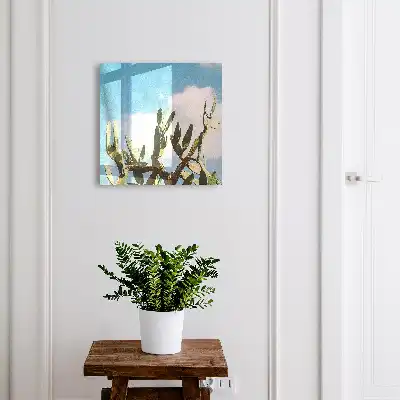 Wall mounted key box Green Cactus Blue Sky