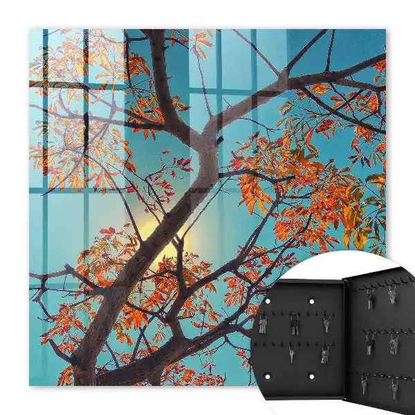 Decorative key box Blue Sky Autumn Tree