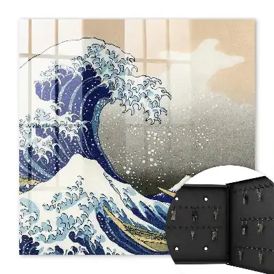 Wall mounted key cabinet Big wave, mountain in the background