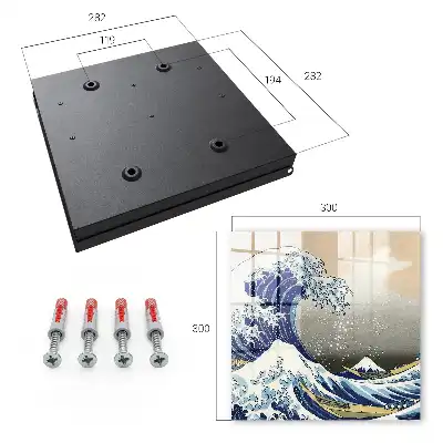 Wall mounted key cabinet Big wave, mountain in the background