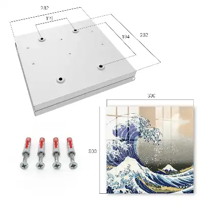 Wall mounted key cabinet Big wave, mountain in the background