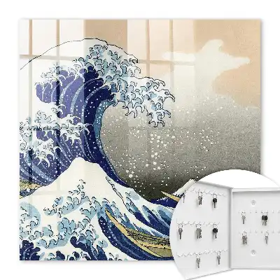 Wall mounted key cabinet Big wave, mountain in the background