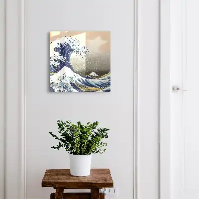 Wall mounted key cabinet Big wave, mountain in the background