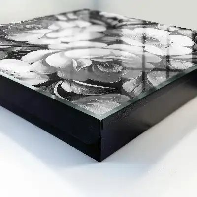 Wall mounted key cabinet Monochromatic flowers in an elegant composition
