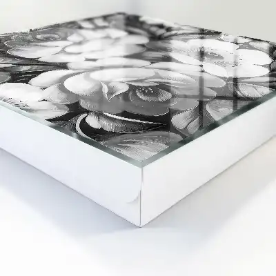 Wall mounted key cabinet Monochromatic flowers in an elegant composition