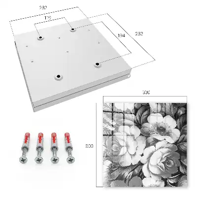 Wall mounted key cabinet Monochromatic flowers in an elegant composition