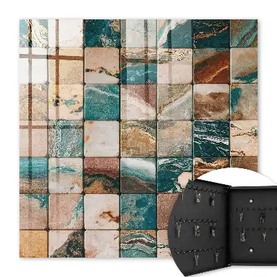 Decorative key box Tonal mosaic turquoise patterns