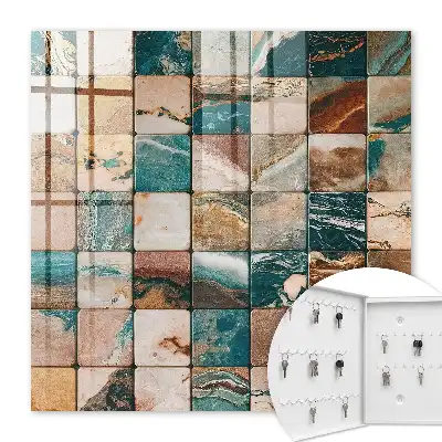 Decorative key box Tonal mosaic turquoise patterns