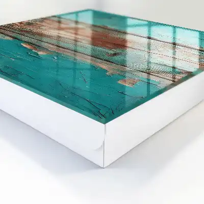 Wall mounted key cabinet Turquoise wood with chips