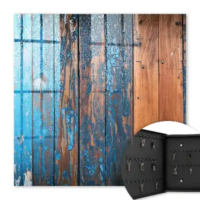 Wall mounted key box Wooden texture with blue paint