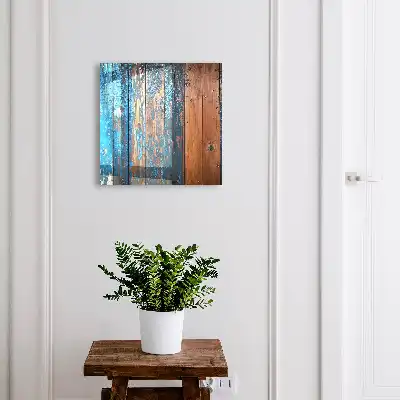Wall mounted key box Wooden texture with blue paint