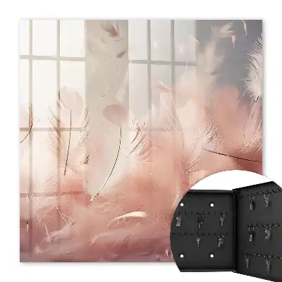 Decorative key box Pastel feathers