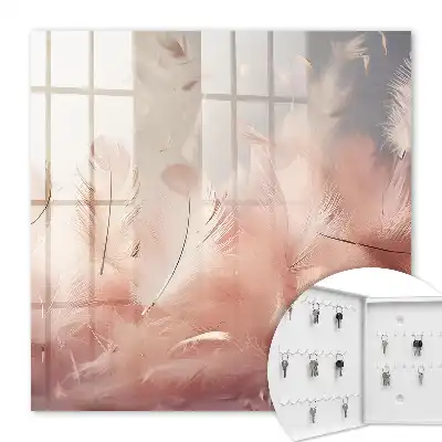 Decorative key box Pastel feathers